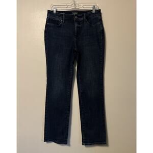 NYDJ Marilyn Straight Jeans Women’s 8 Dark Blue Lift Tuck Stretch Denim